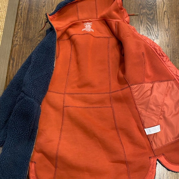 LL Bean Jacket Womens Extra Small XS Mountain Pile Sherpa Fleece Coat Hooded - Picture 6 of 8